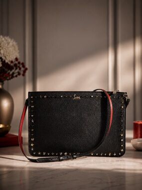 Christian Louboutin Loubiclutch Studded Leather 2-Way Bag | Dust Bag & Shop Bag